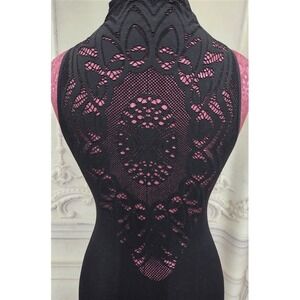 NWOT Last Tango S/M Mesh Lace High Neck Seamless Black Dress 125483